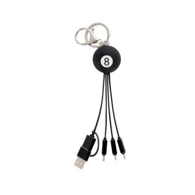 Abbildung von LEGAMI Link Up 8 Ball Multiple Ladekabel mit Schlüsselkette, 4 Ladekabel, USB Typ C Micro USB, Lightning, Adapter, TPE beschichtetes Kabel