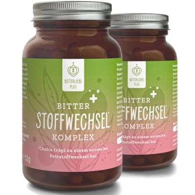 Abbildung von BitterLiebe® Bitter Stoffwechsel Komplex 90 hochdosierte Kapseln mit Cholin, Zink, Vitaminen &amp; Bitterstoffen Für einen normalen Fett und Energiestoffwechsel Vegan Made in Germany (2)