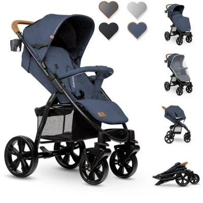 Abbildung von LIONELO Annet Buggy bis 22 kg mit Liegefunktion, Kinderwagen klein zusammenklappbar Zubehör, Eva Schaum Räder, Moskitonetz, Fußdecke Getränkehalter, Korb