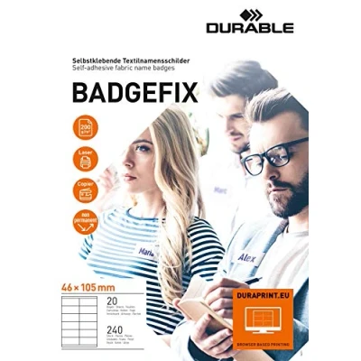 Abbildung von Durable Selbstklebe Namensschild Badgefix, 46 x 105 mm, weiß, 240 Stück, 836302