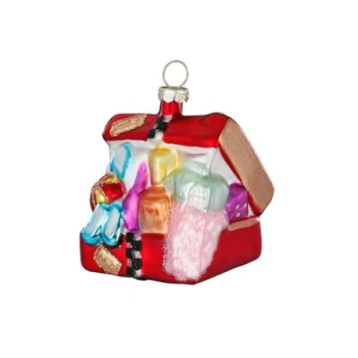 Abbildung von Christbaumschmuck Glas 6cm Reisekoffer Figur zum Aufhängen handbemalt Weihnachtsbaum Anhänger für Weihnachten Christbaumanhänger &amp; Weihnachtsbaumschmuck Koffer Rot