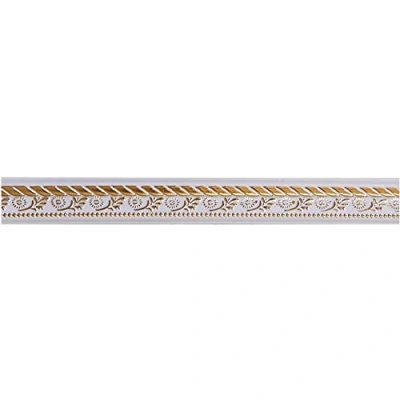 Abbildung von Euro Tische Stuckleisten Deckenleisten Kunststoff lackiert Moderne Zierleisten 145 x 2,7 1,1 cm (Gold Weiß)