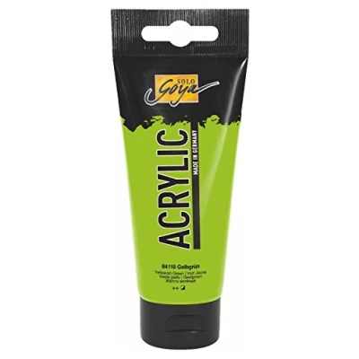 Abbildung von KREUL 84118 Solo Goya Acrylic, 100 ml Tube in gelbgrün, cremige vielseitig einsetzbare Acrylfarbe Studienqualität, auf Wasserbasis, schnell und matt trocknend, gut deckend, wasserfest