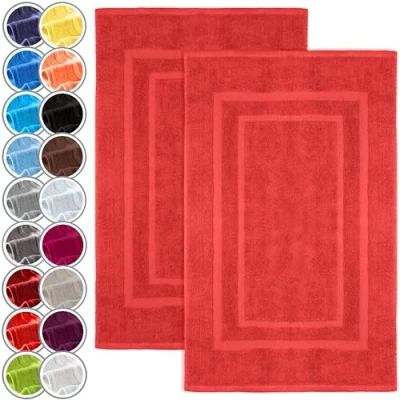 Abbildung von Badematte 800gsm NatureMark, strapazierfähig, Baumwolle, rechteckig, 2 tlg., Duschmatte Duschvorleger, Premium Qualität, 50x80cm, Rot