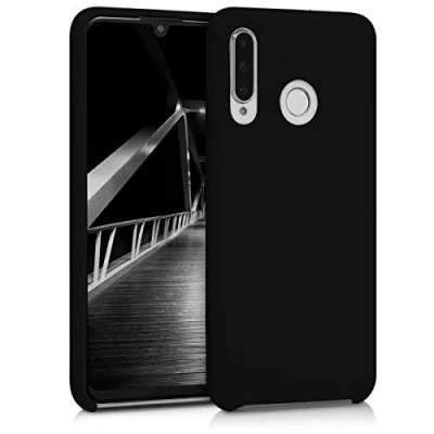 Abbildung von kwmobile Hülle kompatibel mit Huawei P30 Lite Silikon Handy Case Handyhülle weiche Oberfläche kabelloses Laden Schwarz