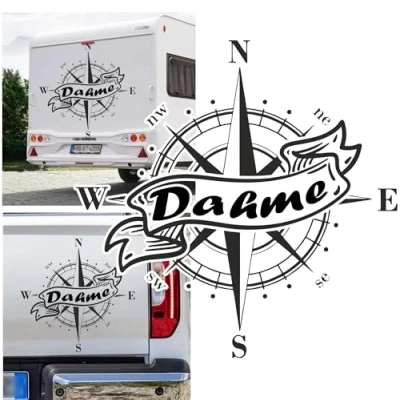 Abbildung von Rakelfix Kompass Dahme Aufkleber Ostsee Sticker Auto Camper Wohnmobil Caravan Autoaufkleber Wohnwagen Ostseebad