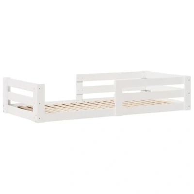 Abbildung von vidaXL Massivholzbett, Holzbett ohne Matratze mit Stauraum, Bettgestell Kopfteil Lattenrost, Bett Einzelbett für Schlafzimmer, Weiß 80x200cm Kiefernholz