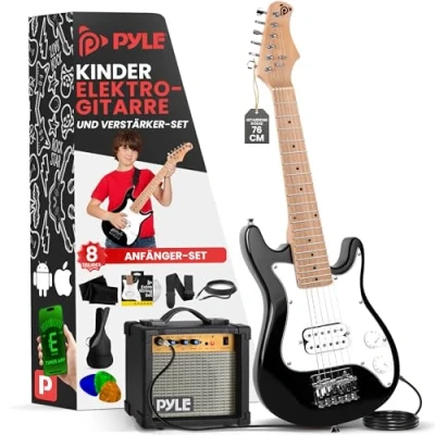 Abbildung von Pyle E Gitarre Kinder Electric Guitar for Kids, Kindergitarre ab 4 Jahre, geeignet, um zu Lernen Elektrisch mit Set: Tuner, Tasche, Kabel, Picks, Saiten &amp; Gurt