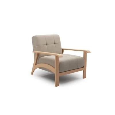 Abbildung von Cavadore Sessel Billan / Polstersessel im skandinavischen Design mit massivem Holzgestell in Buche 78 x 88 106 Flachgewebe, Beige
