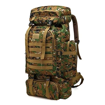 Abbildung von Groß Rucksack 60l 80l, Outdoor Military fur Herren Camouflage Notfallrucksack Wasserdicht Survival Gefüllt Fluchtrucksack Notfall Backpack Kampfrucksack Wander leichte