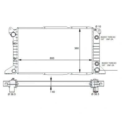 Abbildung von NRF 59132 Kühler, Motorkühlung Aluminium 600 360 40 Kühlrippen gelötet FORD: Transit Mk4 Pritsche/Fahrgestell, Tourneo, Bus