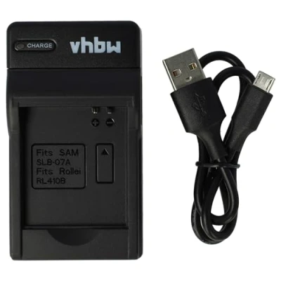 Abbildung von vhbw USB Akku Ladegerät Ladeschale kompatibel mit Rollei Actioncam 230, 240, 400, 410 Digitalkamera Camcorder DSLR Action Cam