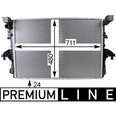 Abbildung von MAHLE ORIGINAL CR 805 000P Kühler, Motorkühlung 711 480 24 Kühlrippen gelötet VOLKSWAGEN: Multivan 6, Transporter 6 Bus, Kastenwagen