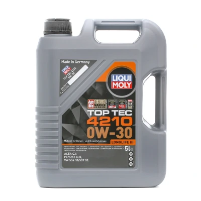 Abbildung von Liqui Moly Top Tec 4210 0W 30 5l Motoröl 21605 AUDI: A6 C8 Avant, A4 B9 Limousine, A5 Sportback, VOLKSWAGEN: Passat B8 Tiguan Allspace