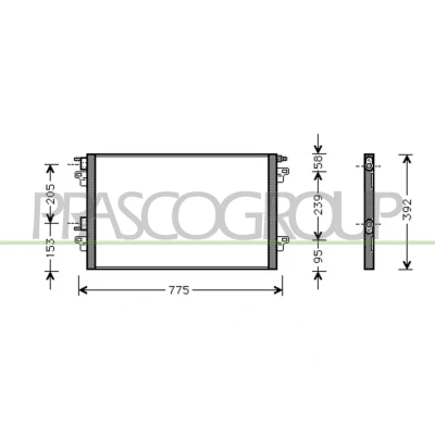 Abbildung von PRASCO RN085C001 Klimakondensator 15 Aluminium 800 RENAULT: LAGUNA 2 Grandtour,