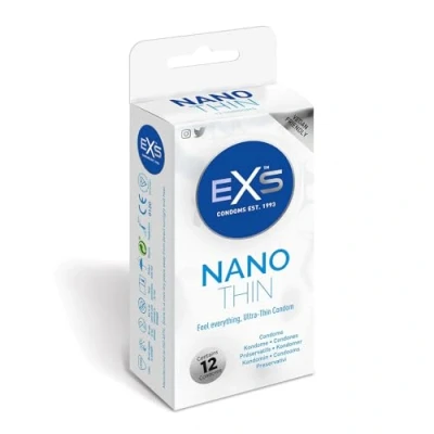 Abbildung von EXS Kondome Nano Thin superdünne mit der dünnsten Wandstärke Packung mit, 12 St., extra dünne für echtes Gefühl, samtige Oberfläche, perfekte Wärme Übertragung