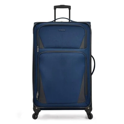 Abbildung von U.S. Traveler Aviron Bay Erweiterbares Softside Gepäck mit Spinnrollen, Navy, 76.20 cm, Spinnrollen