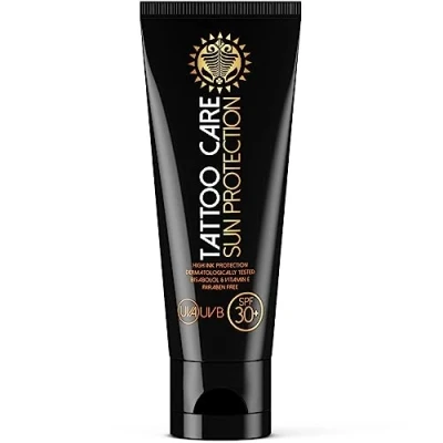 Abbildung von Makra Cosmetics Tattoo Care Sonnencreme Salbe mit LSF 30+ und UVA+UVB Schutz Hoher Sonnenschutz pflege Schützt die Tinte vor dem Ausbleichen verstärkt Farben 40 g (1er Pack)