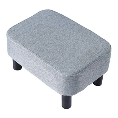 Abbildung von YMYNY Rechteckiger Fußhocker Sitzhocker, 42 x 29 23 cm, Gepolsterter Hocker aus Baumwolltuch, Holzbeine, Bequeme und Dicke Sitzbank, platzsparend, für Wohnzimmer, Flur, Büro, Grau HD HRF BD214