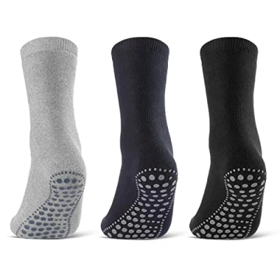 Abbildung von 3 oder 6 Paar ABS Socken Herren Damen Anti Rutsch Baumwolle 8600 WP (Schwarz Blau Grau 43 46)