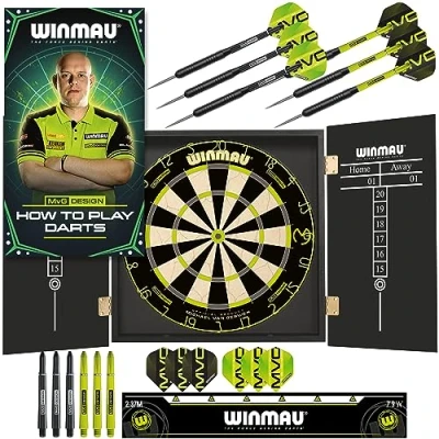 Abbildung von WINMAU Michael Van Gerwen MvG Schrank Set inklusive Dartboard, Schrank, Darts und Zubehör