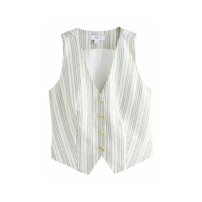 Abbildung von Next Regular FIT Striped Weste, Damen, Größe: 48, White black