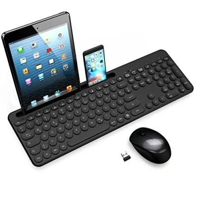 Abbildung von LeadsaiL Tastatur Maus Sets Kabellos,Ergonomische,Funk PC in Standardgröße,Deutsch QWERTZ Layout, Leise Klick,12 FN Tasten Für Windows Computer, macOS, Laptop