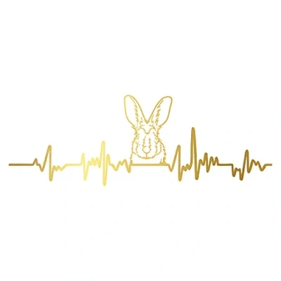 Abbildung von Finest Folia Aufkleber Herzschlag Tiere Breite 27cm Lifeline Heartbeat Deko Sticker Selbstklebend für Auto Kühlschrank Laptop Autoaufkleber K150 (Gold, 13 Hase)
