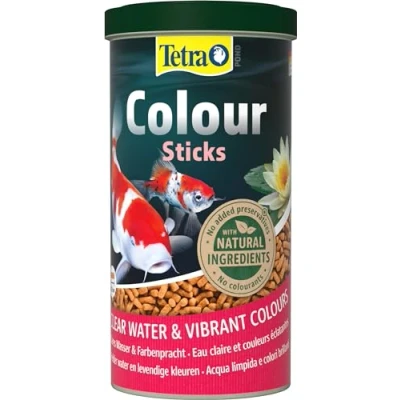 Abbildung von Tetra Pond Colour Sticks Fischfutter für Teichfische, natürliche Farbenpracht und klares Wasser im Teich, 1 L Dose