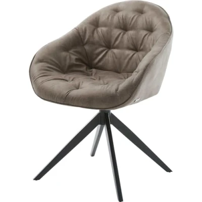 Abbildung von Drehstuhl Gaio Flex Mikrofaser Taupe Vintage Kreuzgestell breit Schwarz 360 drehbar Wippfunktion