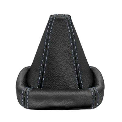 Abbildung von L &amp; P Car Design L&amp;P A0027 Schaltsack Schaltmanschette kompatibel mit VW Golf 2 II 3 III Polo 6N Passat 35i UVM. 100% Echtleder Leder Schwarz Naht Blau