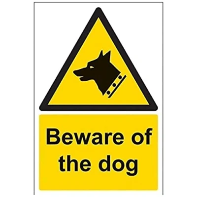Abbildung von vsafety 63006 au s &quot;Beware of the Dog&quot; Achtung Allgemeine Schild, selbstklebend, Portrait, 200 mm x 300 mm, schwarz/gelb