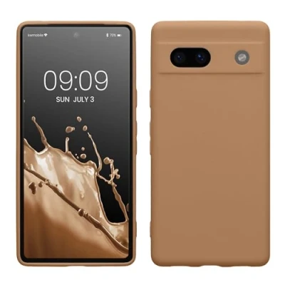 Abbildung von kwmobile Handyhülle kompatibel mit Google Pixel 7a Hülle Handy Case aus weichem Silikon in Cappuccino
