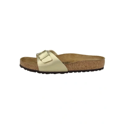 Abbildung von Birkenstock Madrid BF Patent Regular Pantolette flach gold, Damen, Größe: 39, Gold Schuhe