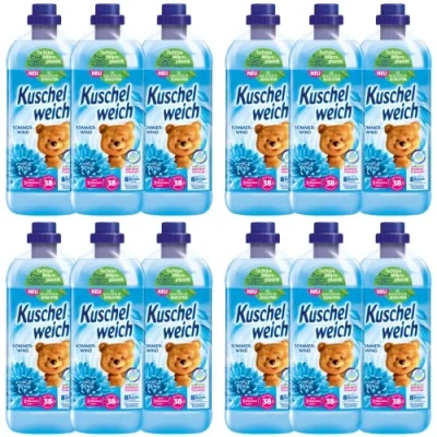 Abbildung von Kuschelweich Weichspüler 12 x 1 l für je 38 Wäschen, kuschlig weich hautverträglich, mikroplastikfrei Sommerwind