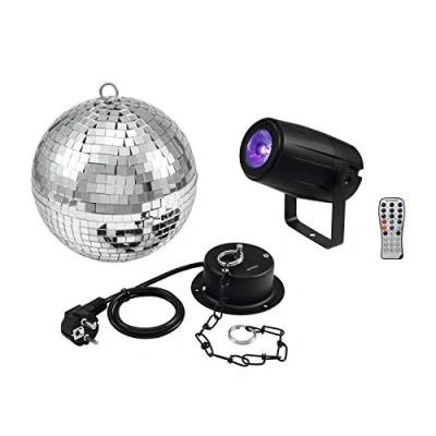 Abbildung von Eurolite Set Spiegelkugel 20 cm mit Motor + LED Pinspot PST 5 QCL schwarz Watt 4in1 in RGBW