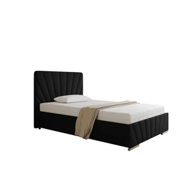 Abbildung von PANDA MÖBEL RAY Polsterbett 120 x 200 cm Doppelbett mit Stauraum aus Kiefernholz, Schlafzimmer, Bequem, Modern, Stilvoll schwarz