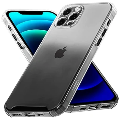 Abbildung von Verco Farbwechsel Hülle für Apple iPhone 12 Pro, Schutzhülle Handy Cover Transparent mit Farbverlauf und Kameraschutz Slim Case, Schwarz