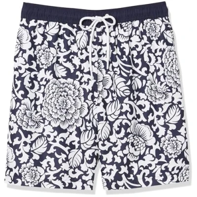 Abbildung von Amazon Essentials Herren Badehose, 23 cm, Mit Lockerer Passform und Schnelltrocknend Auslauffarben, Schwarz Floral, XXL