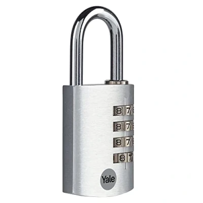 Abbildung von Yale YE3CB/38/131/1/S Standardschutz Aluminium Kombinationsschloss Vorhängeschloss Silber 38mm Stahlbügel 4 Zahlenschloss