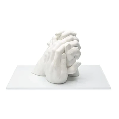 Abbildung von Lucky Hands® Family Abformset Trio 3D Familien Handabdruck DIY Set für 3 Erwachsenenhände Gipsabdruck Familie Auch Kinder und Jugendliche (Acrylsockel 20 x 30 0,5 cm)