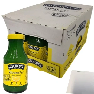 Abbildung von Hitchcock Zitrone Pur 12er Pack (12x200ml Flasche) + usy Block