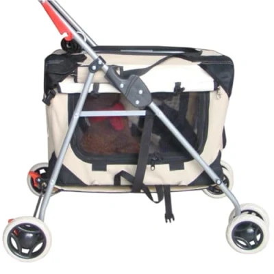 Abbildung von Hundewagen Hundebuggy Katzenwagen Reise Katzen Kinderwagen, Haustier Kinderwagen Mit Rädern, Faltbarer Hunde Inklusive Superweichem Bett Und Belüfteten Fenstern Hund