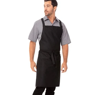 Abbildung von Chef Works Unisex Latzschürze mit überkreuztem Rücken Küchenschürzen, Schwarz weißen Nadelstreifen, Einheitsgröße