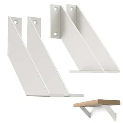 Abbildung von Chas Bete Regalwinkel Weiss, Regalhalter Schwerlast Dreieckige, 15cm Winkel Regal Metall Regalhalterung 4 Stück