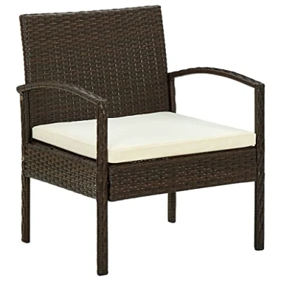 Abbildung von vidaXL Gartenstuhl mit Kissen Gartensessel Gartenmöbel Rattanstuhl Stuhl Sessel Rattansessel Balkonstuhl Terrassenstuhl Essstuhl Poly Rattan Braun