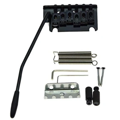 Abbildung von Kaish Schwarzer 2 Punkt Gitarren Tremolo Steg ST Strat Stil mit Verriegelungssystem