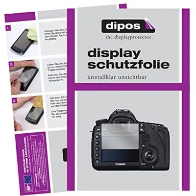 Abbildung von dipos I 5X Schutzfolie kompatibel mit Canon EOS 5D Mark III Displayschutz Folie klar