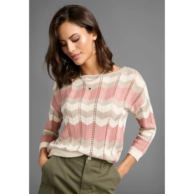 Abbildung von Laura Scott Strickpullover, mit Ajourstrickmuster NEW