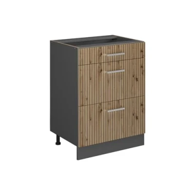 Abbildung von Vicco Küchenunterschrank R Line, Artisan Eiche/Anthrazit, 60 cm mit Schubladen, ohne Arbeitsplatte